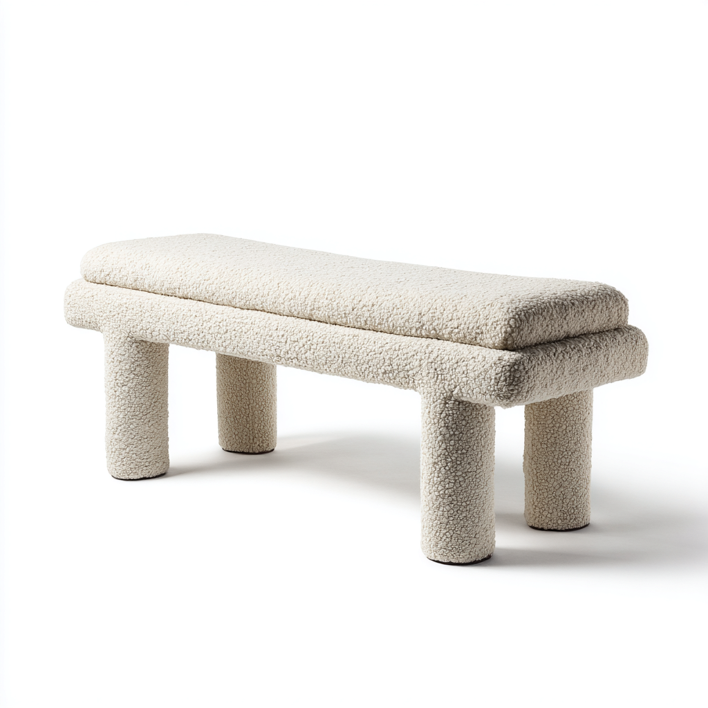 Banc de lit - tissu - 115x40x45 cm - beige - style contemporain minimaliste-Snugure