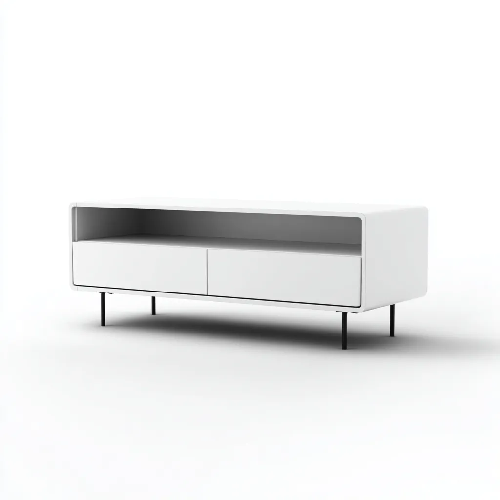 Meuble TV - MDF - 160x40x45 cm - blanc - design contemporain pour salon-Snugure