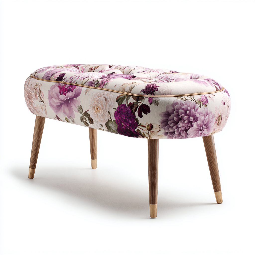 Banc de lit - tissu - 90x40x45 cm - multicolore - style romantique-Snugure