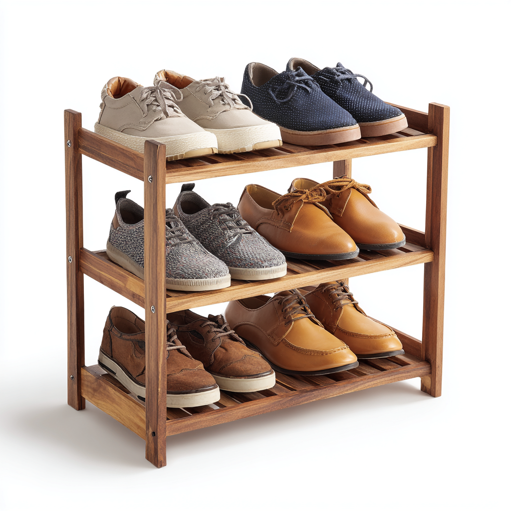 Meuble à chaussures - bois - 65x26x60 cm - couleur bois - style naturel-Snugure