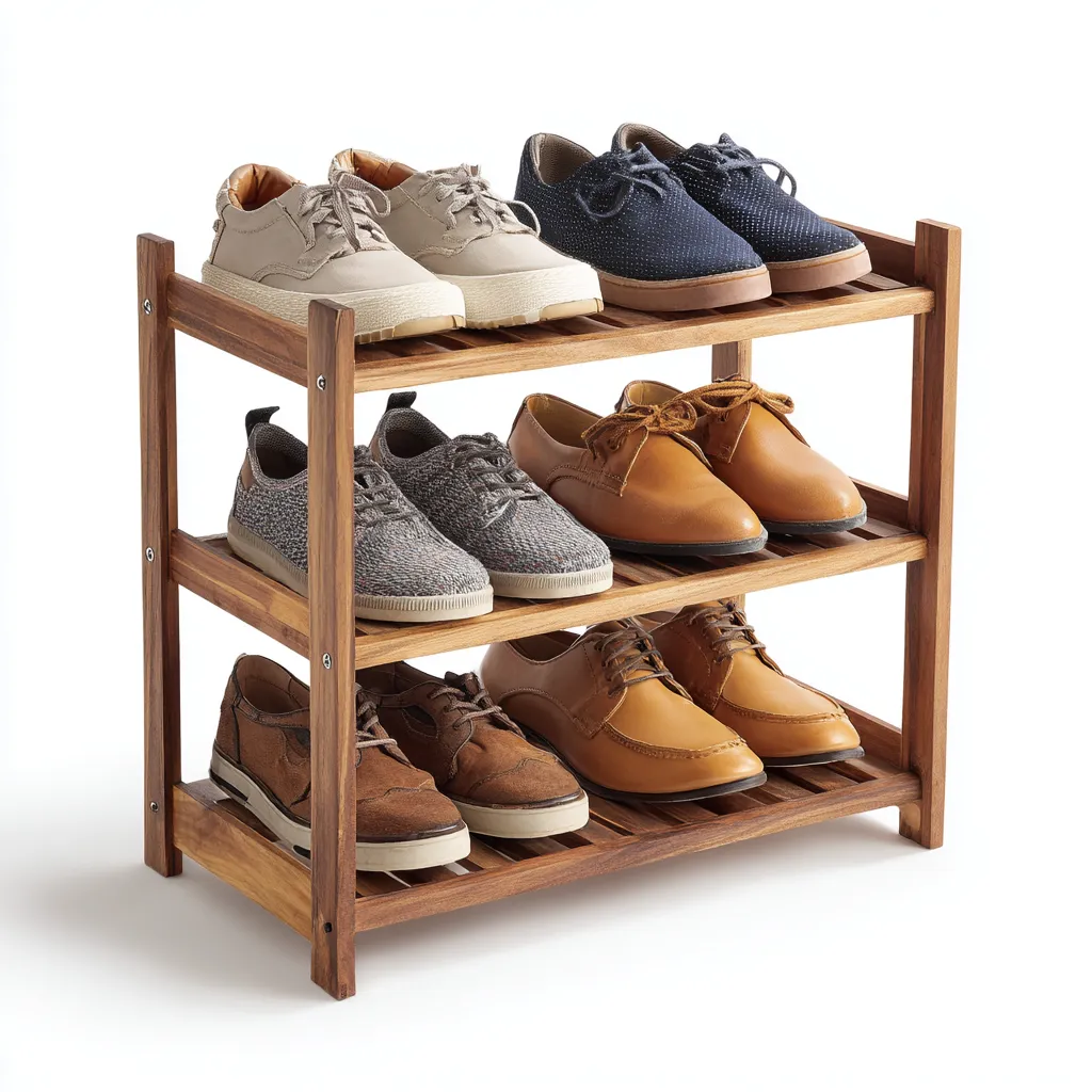 Meuble à chaussures - bois - 65x26x60 cm - couleur bois - style naturel-Snugure