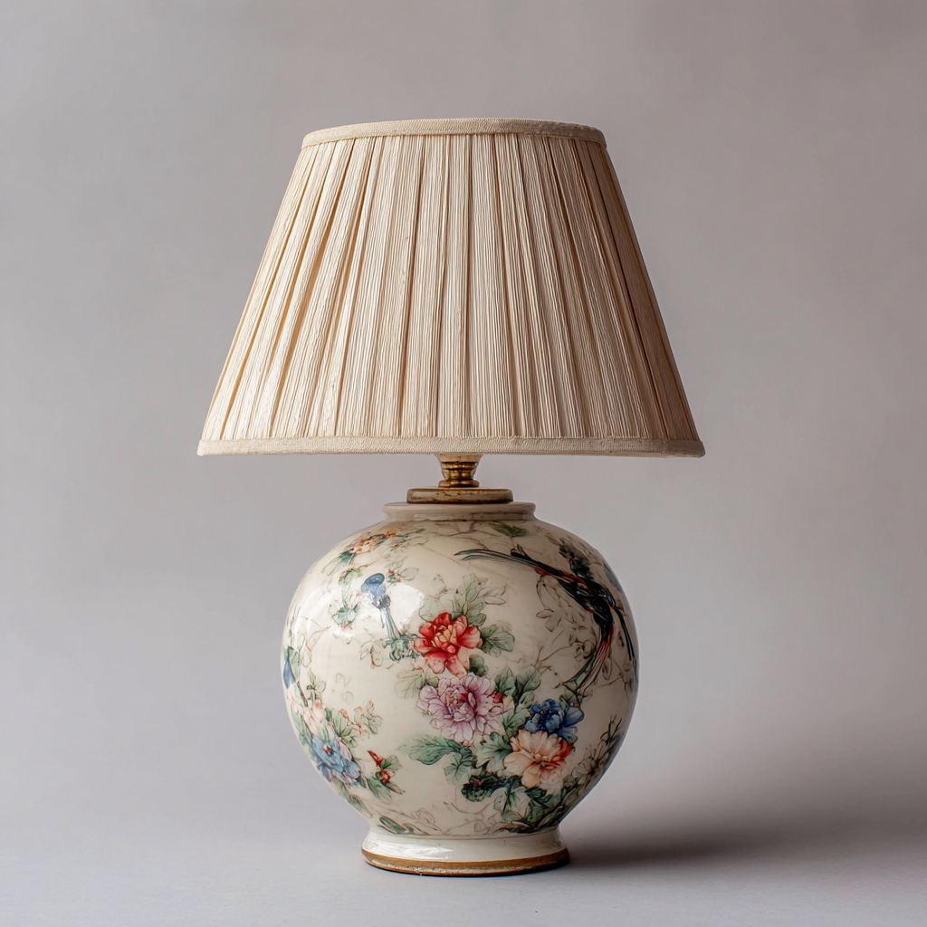 Lampe de table - céramique-tissu - 32x32x56 cm - beige - style classique élégant-Snugure