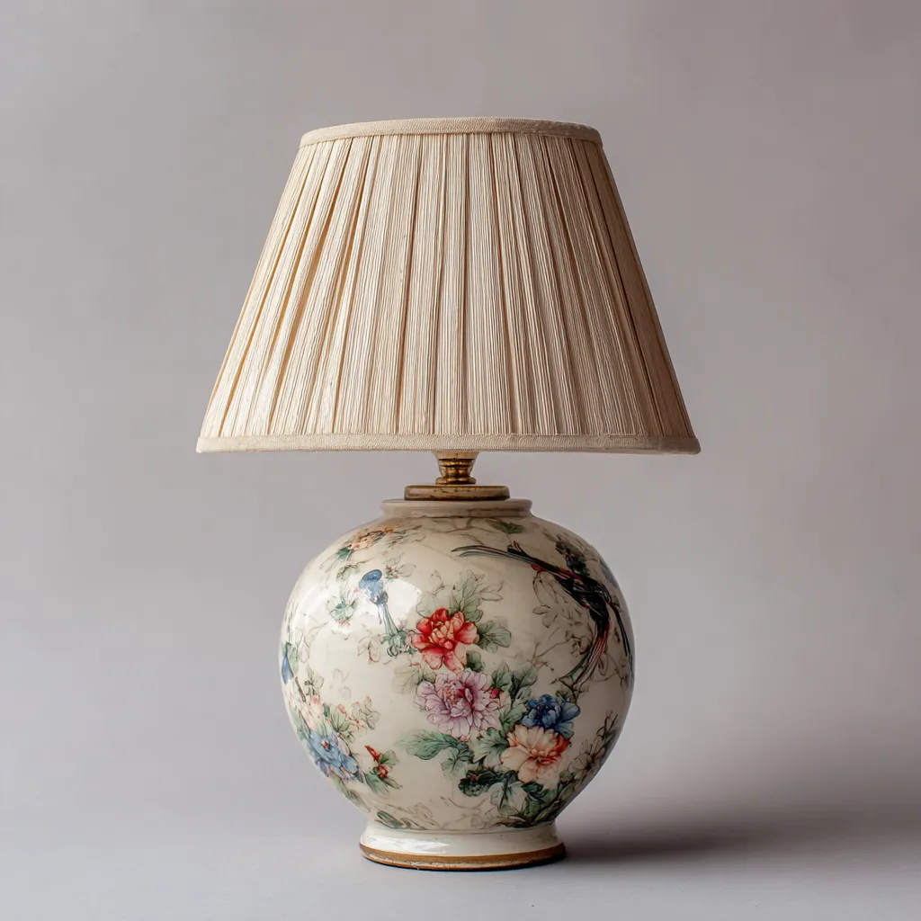 Lampe de table - céramique-tissu - 32x32x56 cm - beige - style classique élégant-Snugure