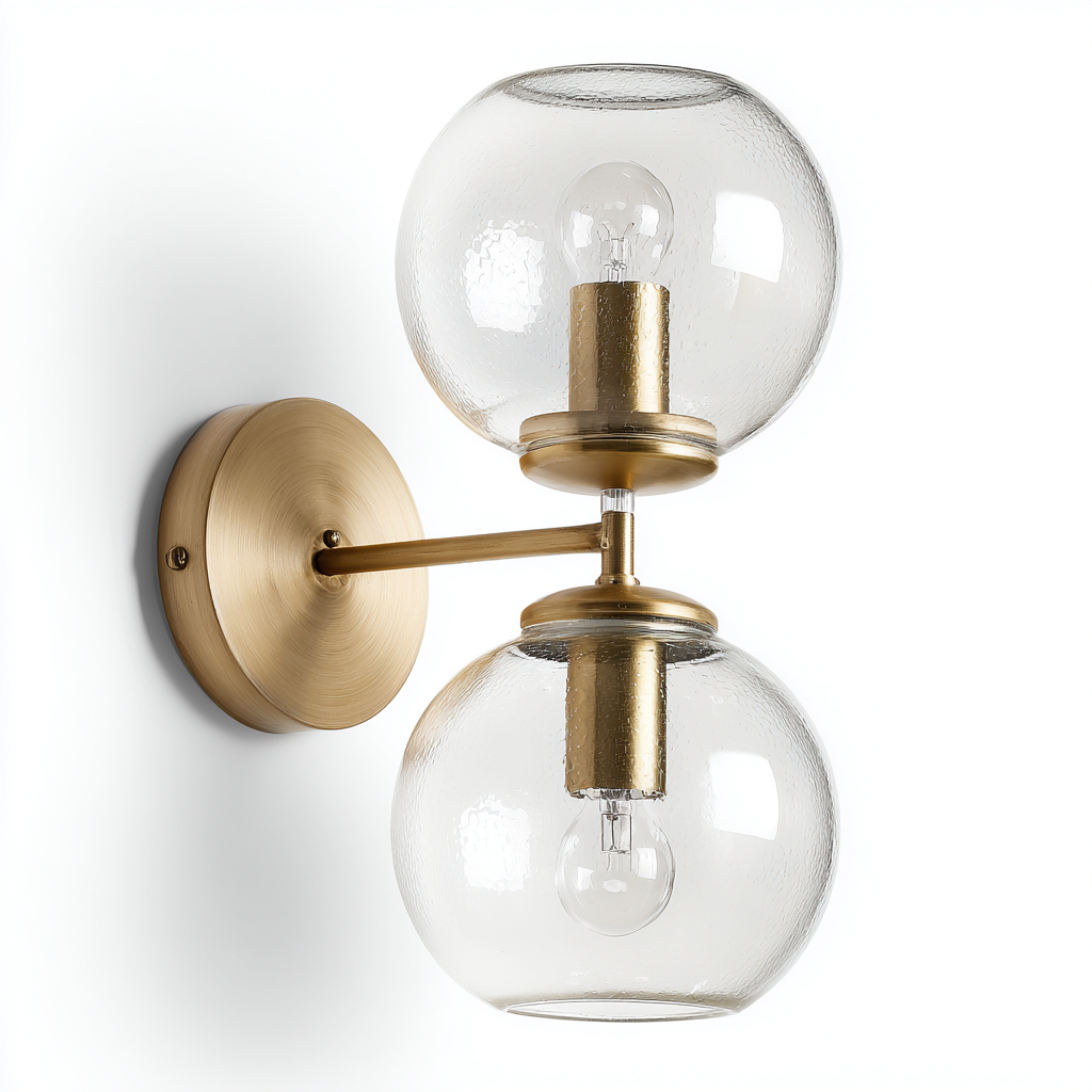 Applique murale - métal-verre transparent - 18x14x36 cm - doré - style moderne - éclairage décoratif pour salon ou chambre-Snugure