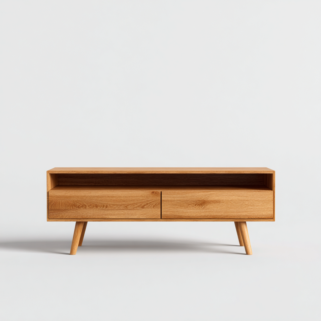 Meuble TV - bois - 120x40x55 cm - chêne clair - style scandinave-Snugure