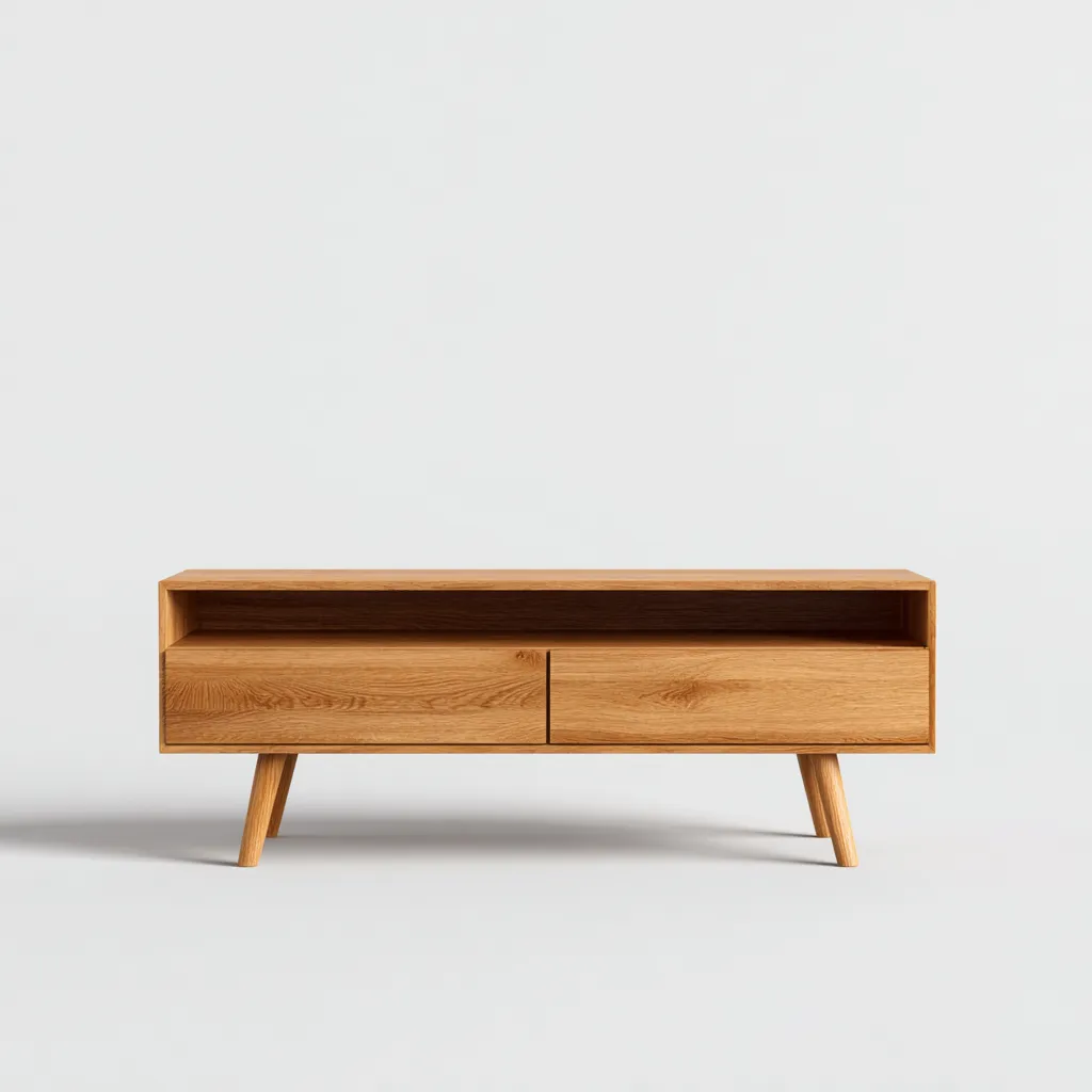 Meuble TV - bois - 120x40x55 cm - chêne clair - style scandinave-Snugure