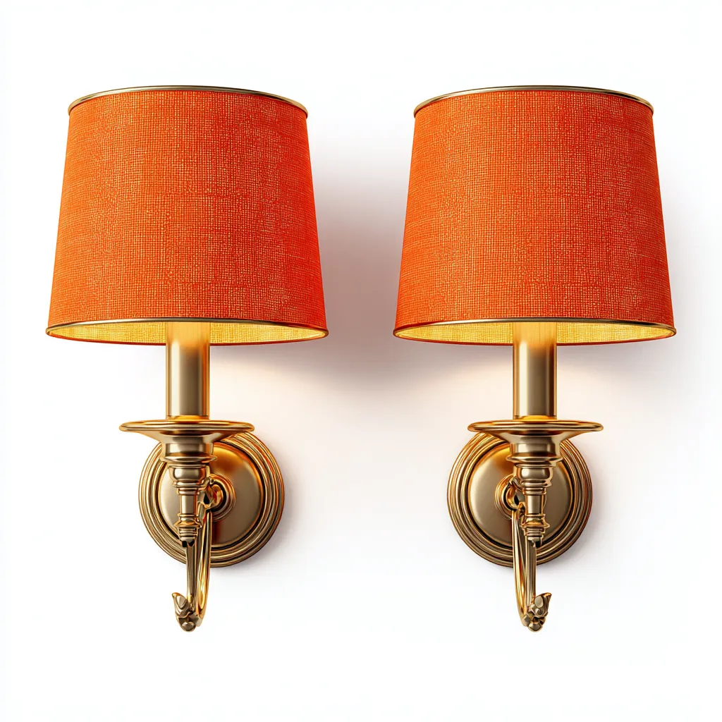 Applique murale - laiton-tissu - 18x14x32 cm - orange - style classique - éclairage décoratif pour salon ou chambre-Snugure