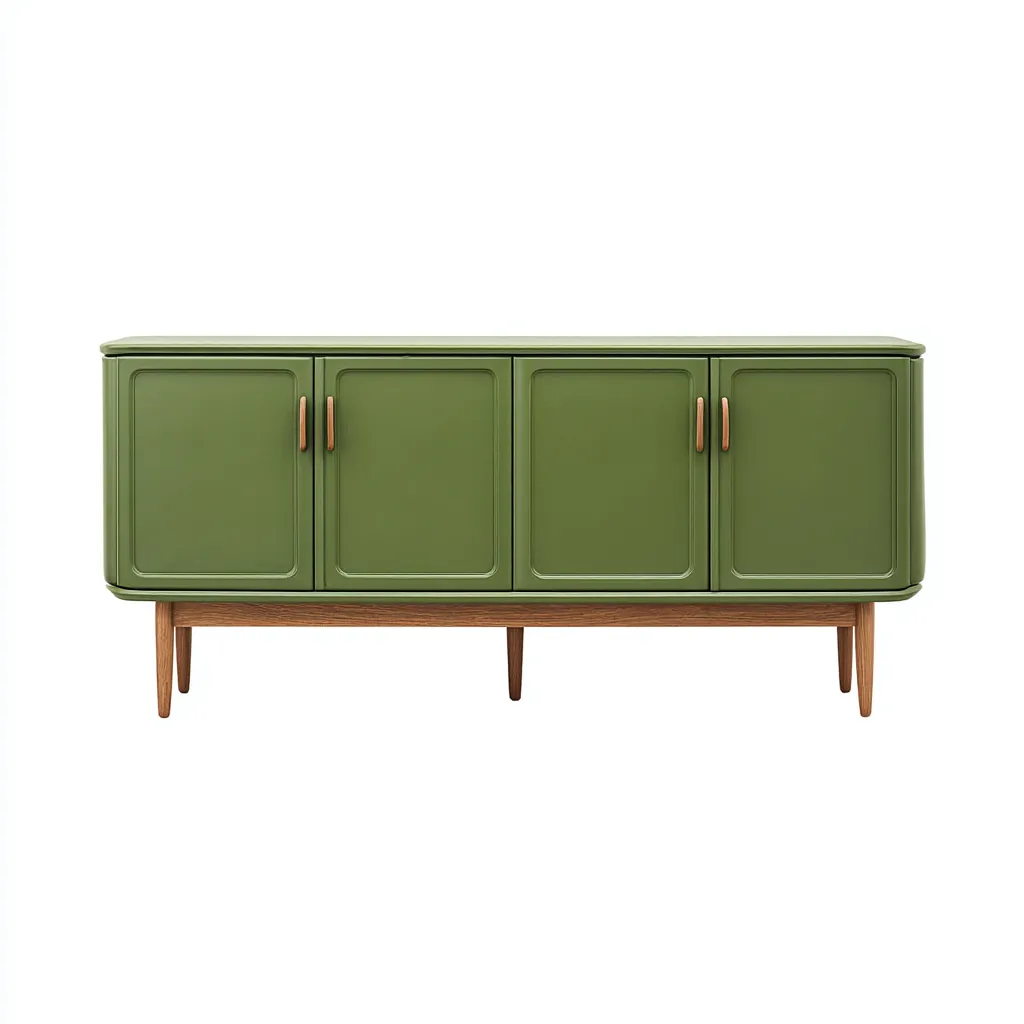 Meuble TV - bois - 160x40x75 cm - vert olive - style scandinave-Snugure