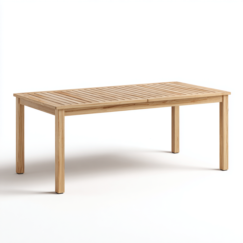 Table de jardin - bois d'acacia - 180x90x75 cm - naturel - rectangulaire à lattes ajourées-Snugure