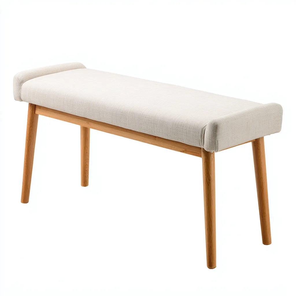 Banc de lit - tissu - 100x35x45 cm - beige - style scandinave-Snugure
