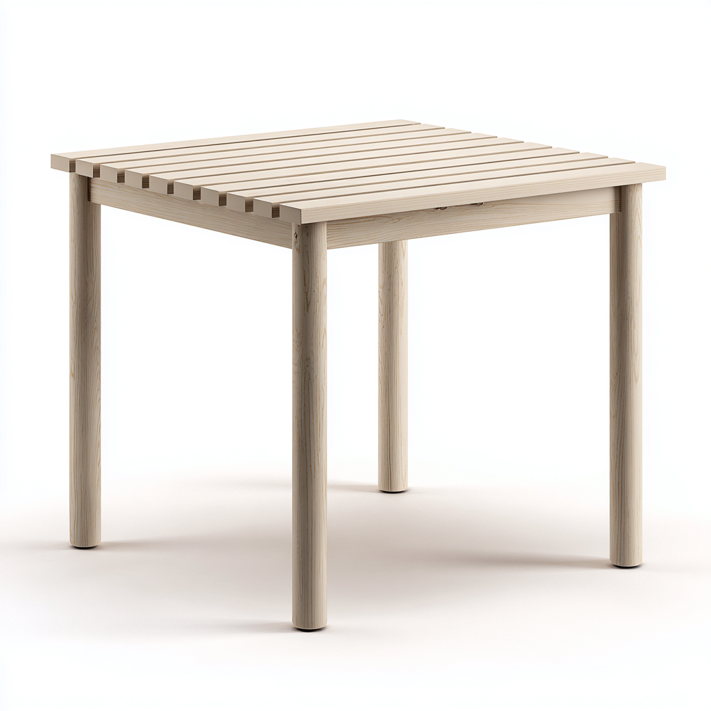 Table de jardin - bois massif - 75x75x75 cm - naturel - carrée à pieds ronds et plateau ajouré-Snugure