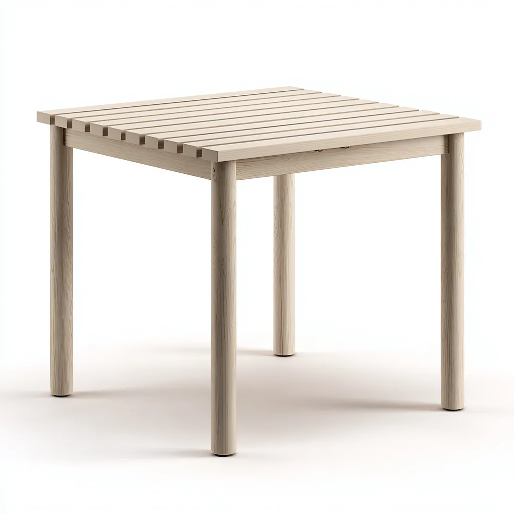 Table de jardin - bois massif - 75x75x75 cm - naturel - carrée à pieds ronds et plateau ajouré-Snugure