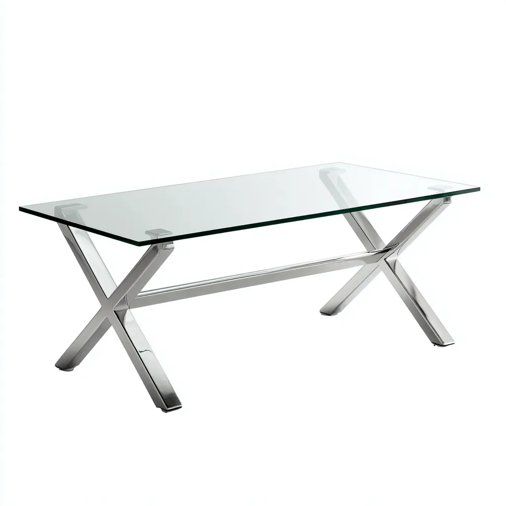 Table basse - verre-acier inoxydable - 120x60x45 cm - transparent-argenté - style moderne contemporain-Snugure