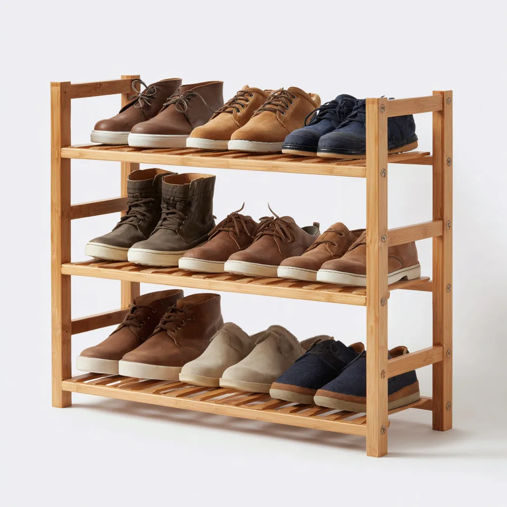 Meuble à chaussures - bambou - 70x26x70 cm - couleur bois - style naturel-Snugure