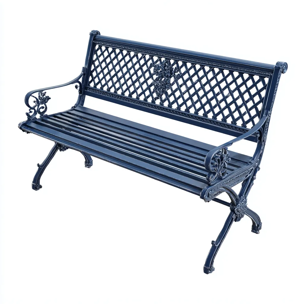 Banc de jardin - métal - 125x60x80 cm - bleu - style classique-Snugure