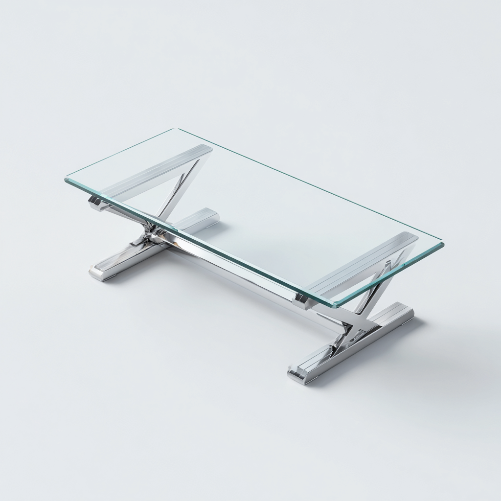 Table basse - verre-acier chromé - 120x60x45 cm - transparent-argenté - design contemporain-Snugure