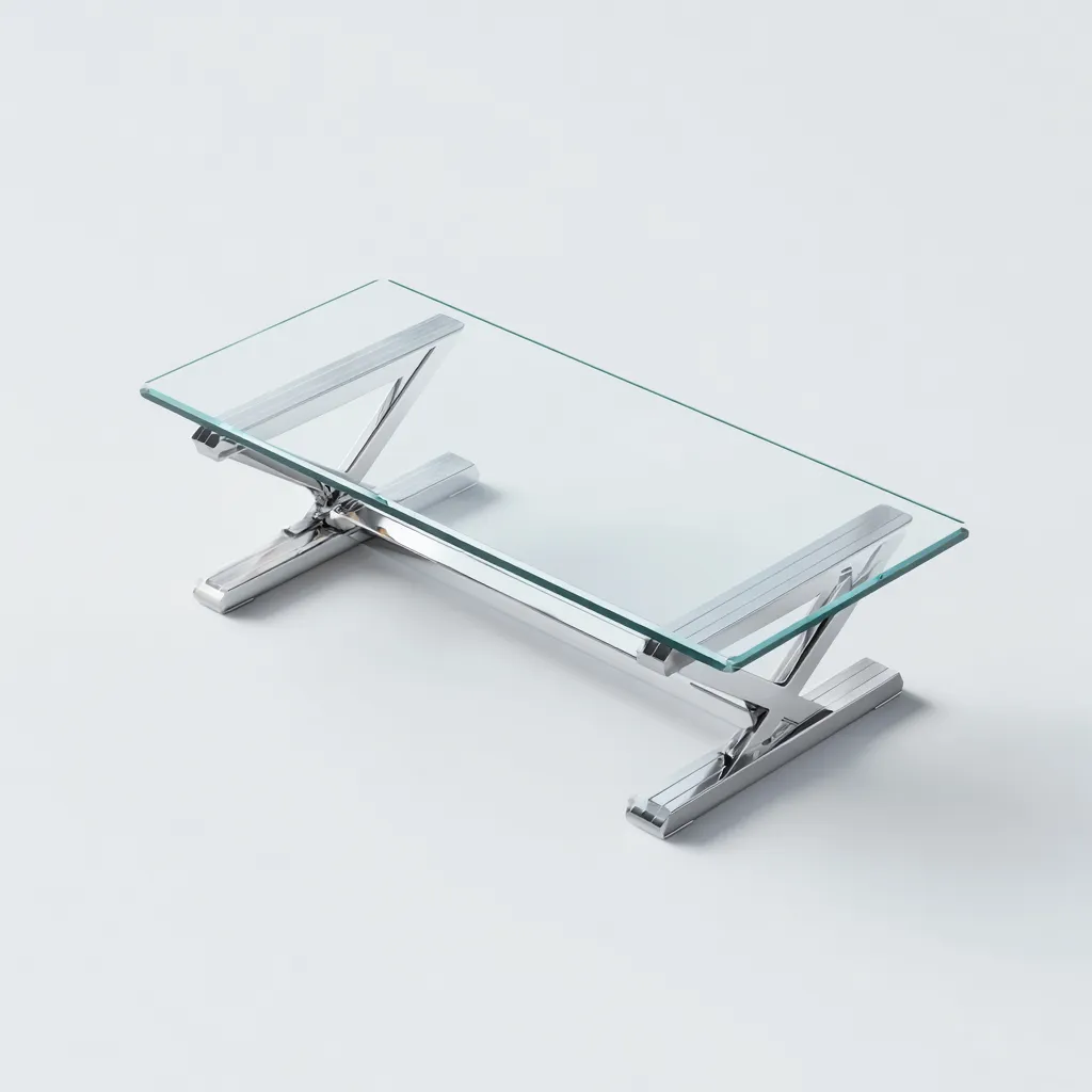 Table basse - verre-acier chromé - 120x60x45 cm - transparent-argenté - design contemporain-Snugure
