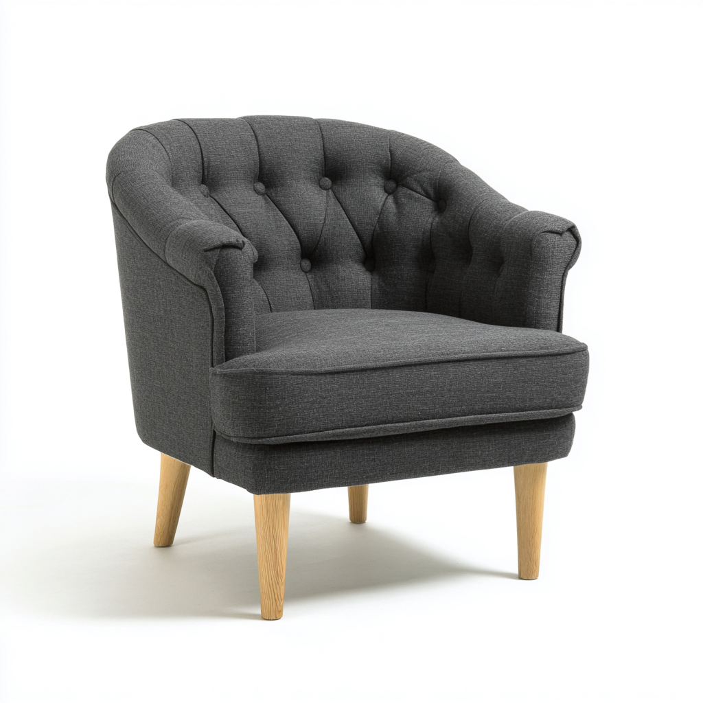 Fauteuil - tissu - 76x78x85 cm - gris foncé - design classique pour salon-Snugure