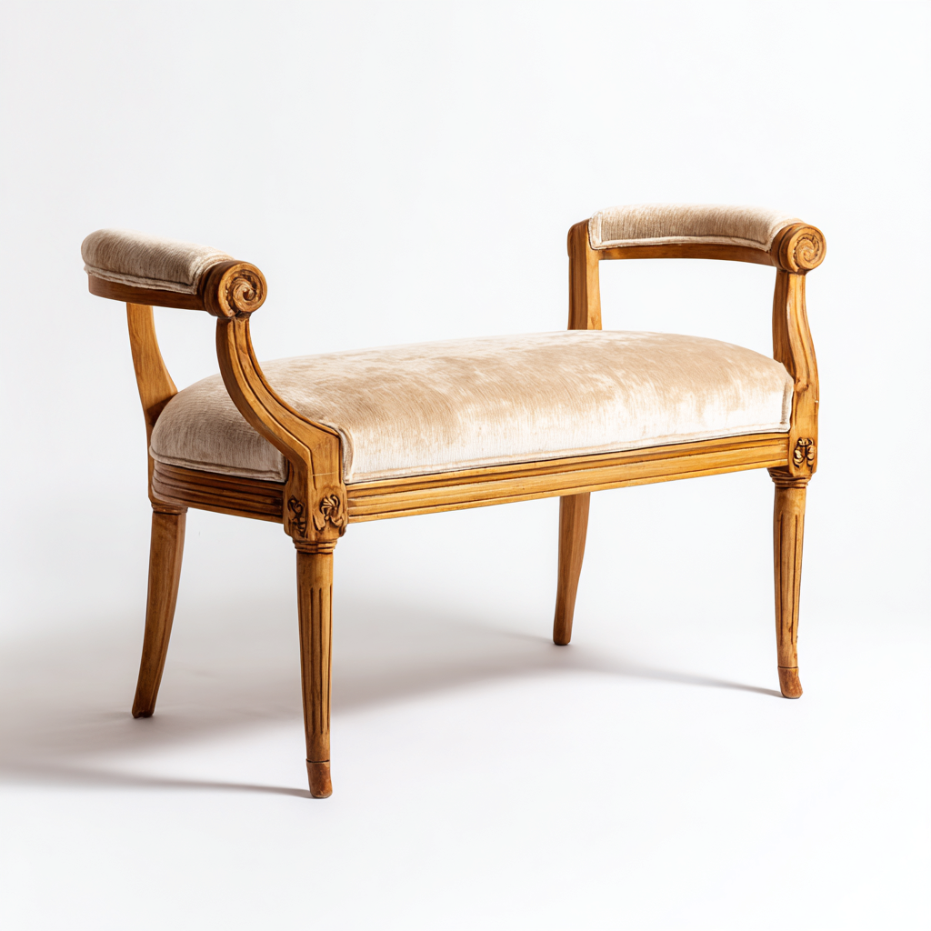 Banc de lit - tissu - 100x40x55 cm - beige - style classique français-Snugure