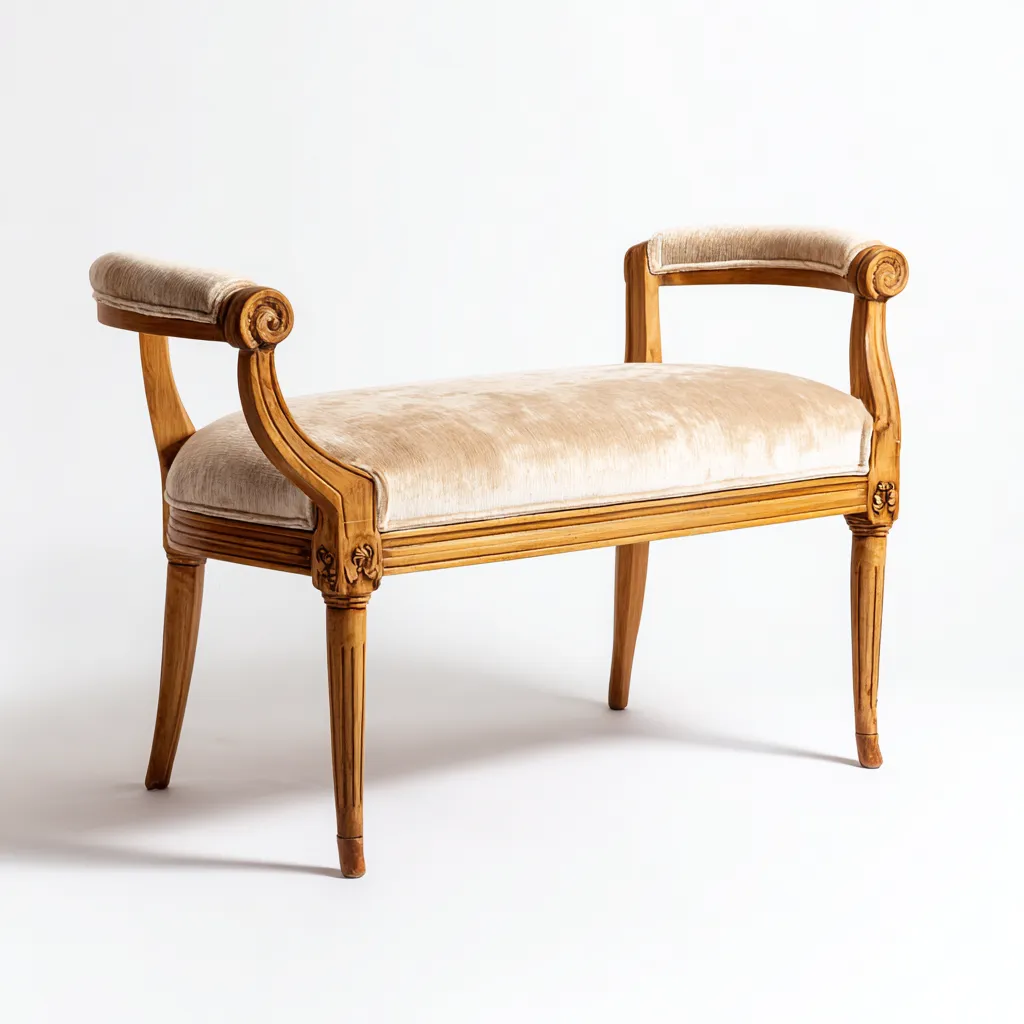 Banc de lit - tissu - 100x40x55 cm - beige - style classique français-Snugure