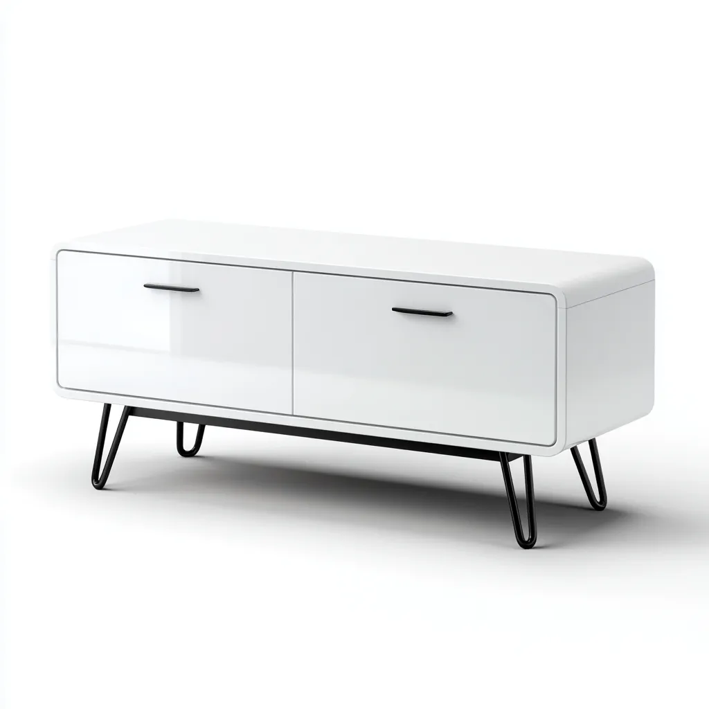 Meuble TV - MDF-métal - 150x40x55 cm - blanc - design contemporain pour salon-Snugure