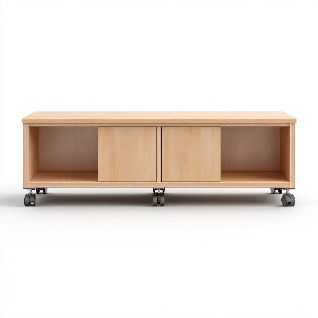 Meuble TV - bois - 120x40x50 cm - bois clair - design moderne avec roulettes pour salon-Snugure