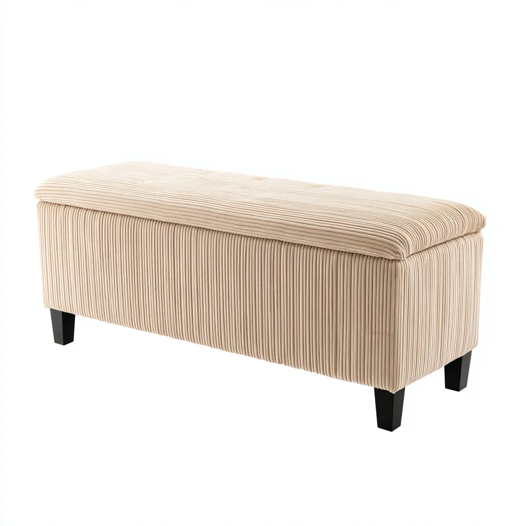 Banc de lit - velours côtelé - 100x40x45 cm - beige - style contemporain-Snugure