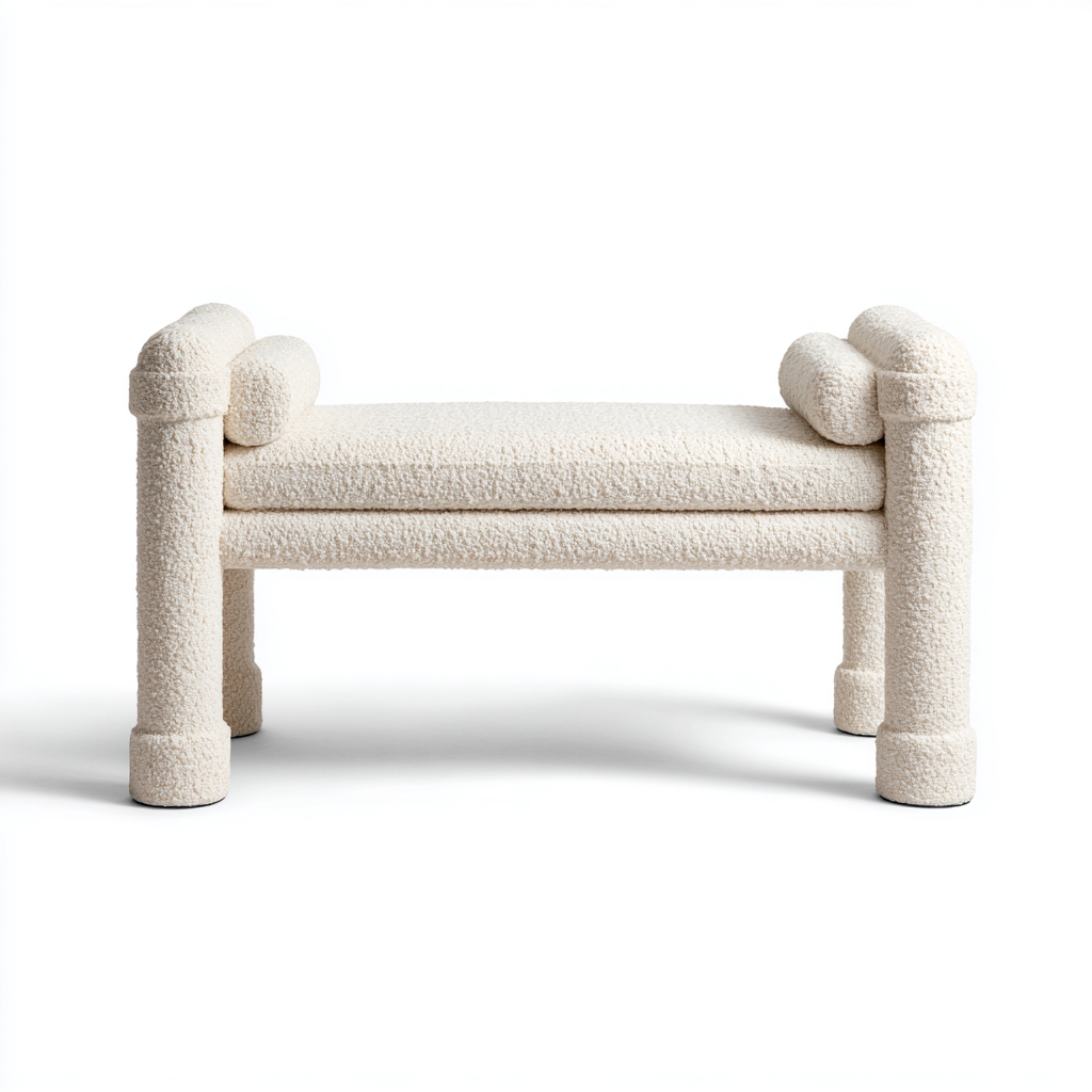 Banc de lit - tissu - 100x40x50 cm - beige - style contemporain design-Snugure