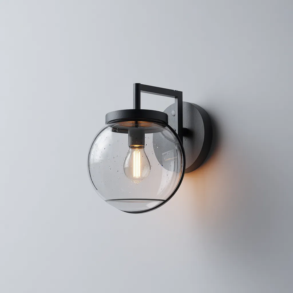 Applique murale - métal-verre - 20x25x30 cm - noir - style contemporain - applique murale extérieure avec abat-jour en verre transparent-Snugure