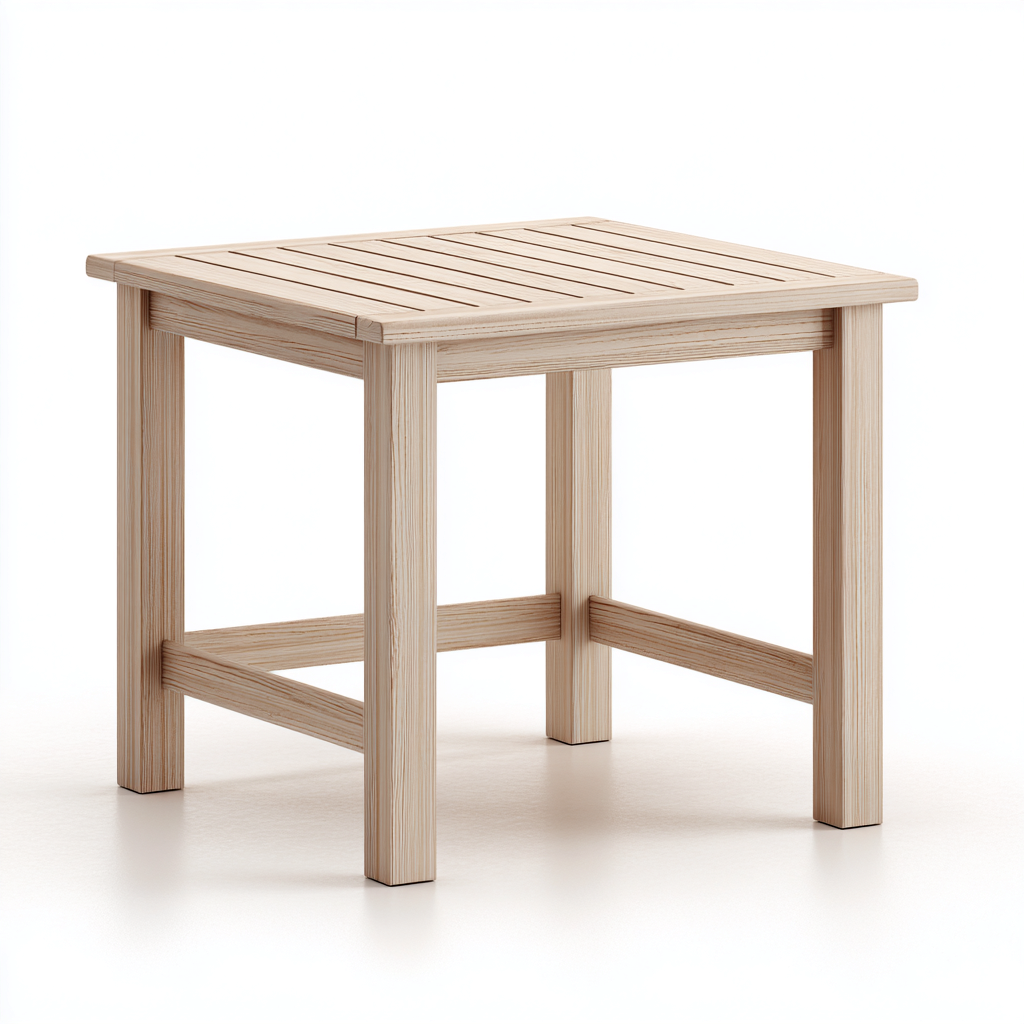 Table de jardin - bois massif - 65x65x60 cm - naturel - carrée à structure renforcée-Snugure