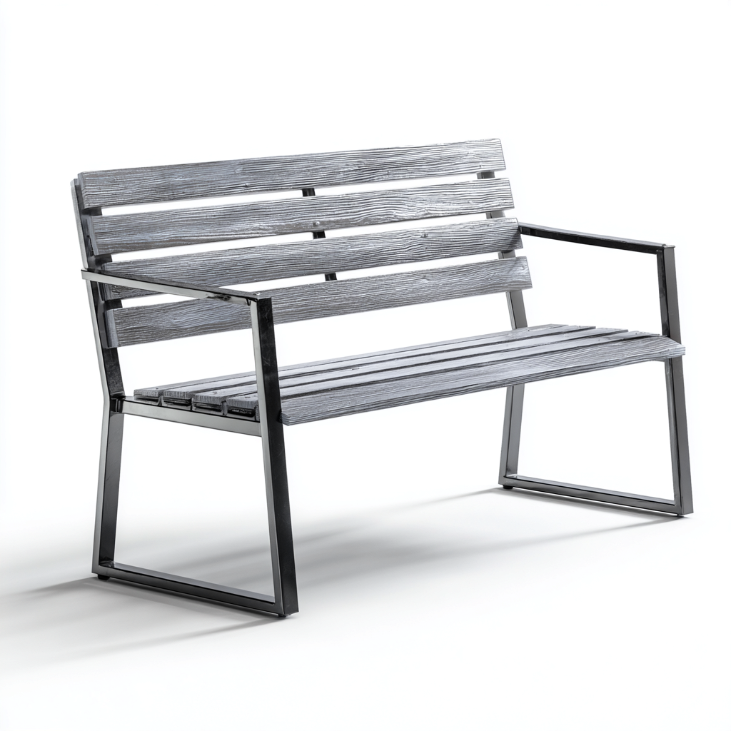 Banc de jardin - métal-bois - 120x58x85 cm - gris-noir - style industriel-Snugure