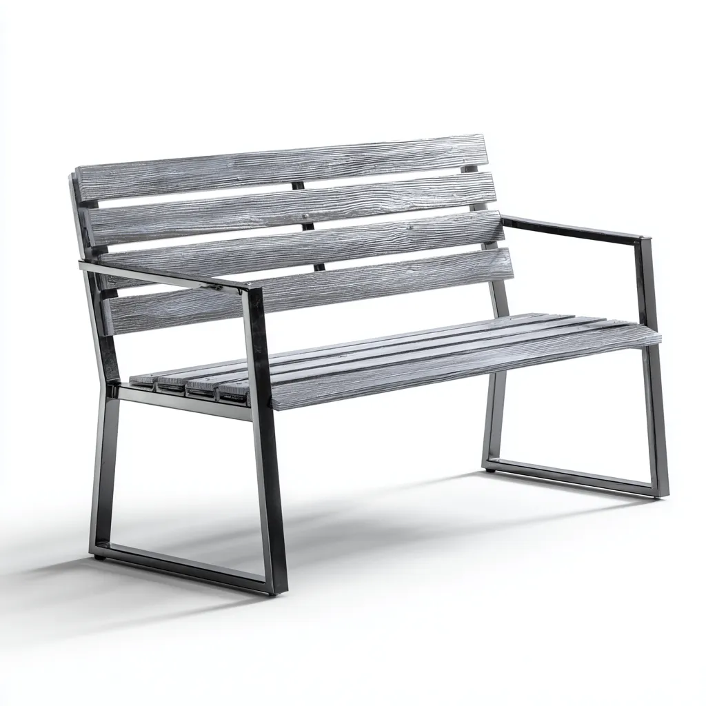 Banc de jardin - métal-bois - 120x58x85 cm - gris-noir - style industriel-Snugure