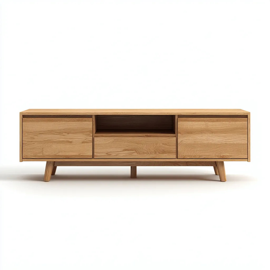 Meuble TV - bois - 160x40x55 cm - chêne clair - style scandinave-Snugure