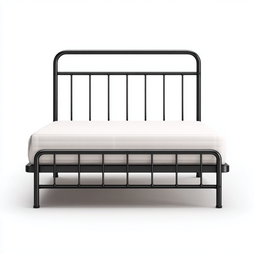 Lit double - métal - 200x150x105 cm - noir - style industriel minimaliste-Snugure