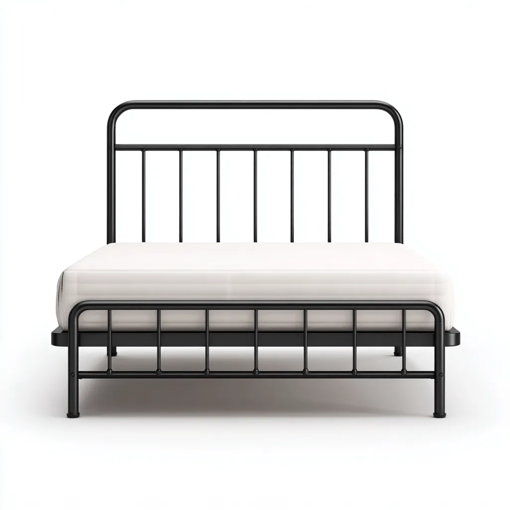 Lit double - métal - 200x150x105 cm - noir - style industriel minimaliste-Snugure