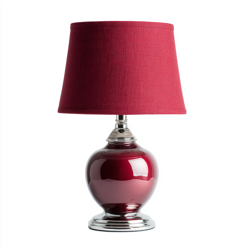Lampe de table - verre-métal-tissu - 25x25x42 cm - rouge - style moderne élégant-Snugure