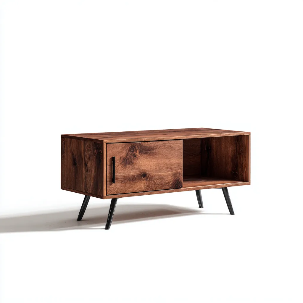 Meuble TV - bois-métal - 100x40x55 cm - chêne foncé - style vintage-Snugure