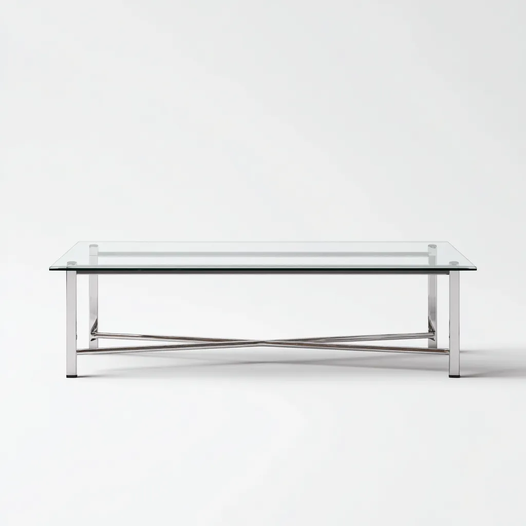 Table basse - verre-acier inoxydable - 120x60x45 cm - transparent-argenté - style contemporain-Snugure