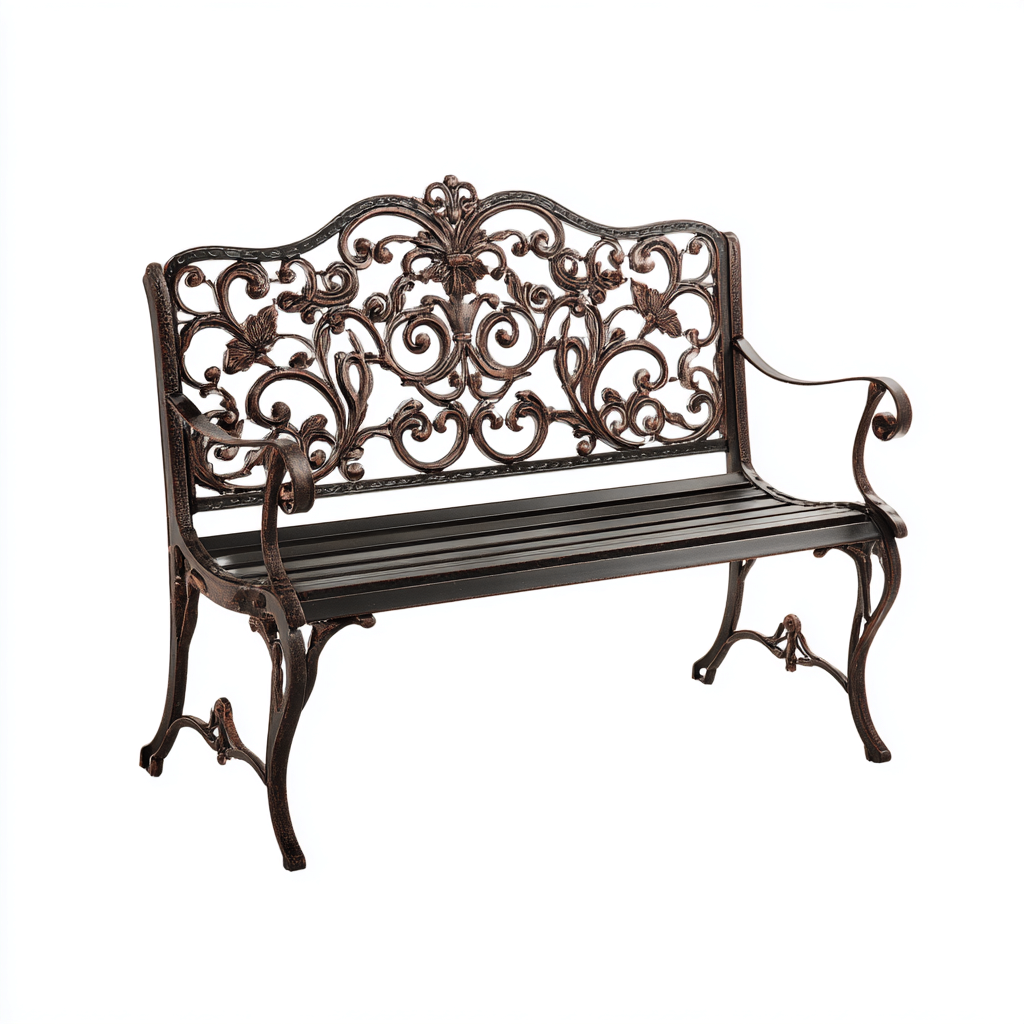 Banc de jardin - fonte - 125x60x80 cm - bronze antique - style classique européen-Snugure