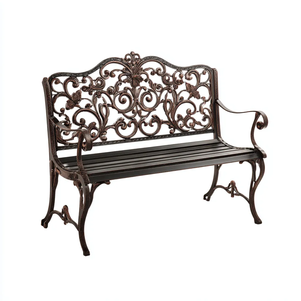Banc de jardin - fonte - 125x60x80 cm - bronze antique - style classique européen-Snugure
