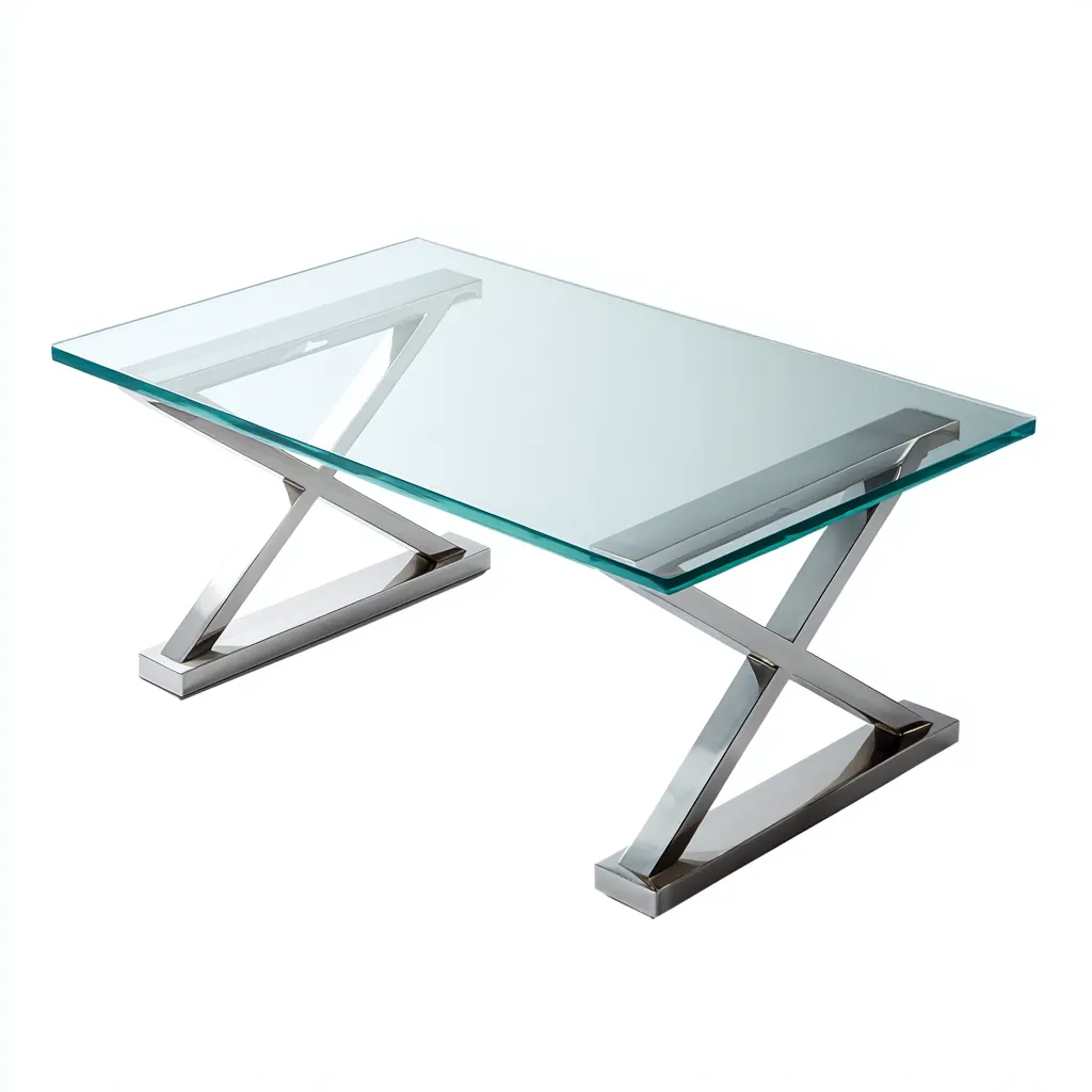 Table basse - verre-acier inoxydable - 120x60x45 cm - transparent-argenté - design moderne élégant-Snugure