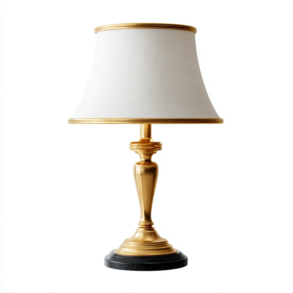 Lampe de table - laiton-tissu-marbre - 27x27x50 cm - doré-blanc - style classique élégant-Snugure