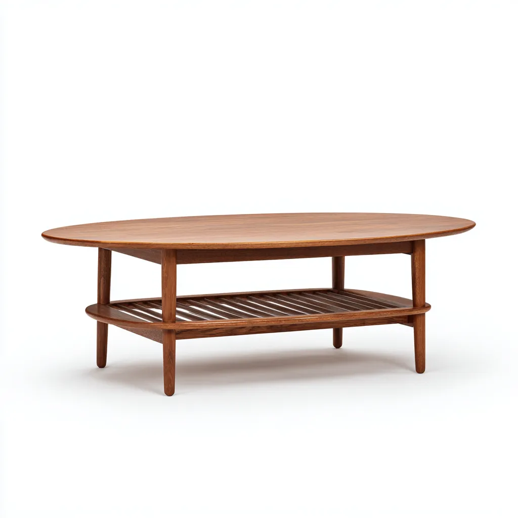 Table de jardin - bois d'acacia - 130x70x45 cm - noyer - ovale à étagère inférieure-Snugure