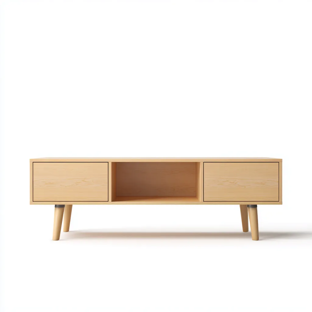 Meuble TV - bois - 130x40x50 cm - bois clair - style nordique pour salon-Snugure