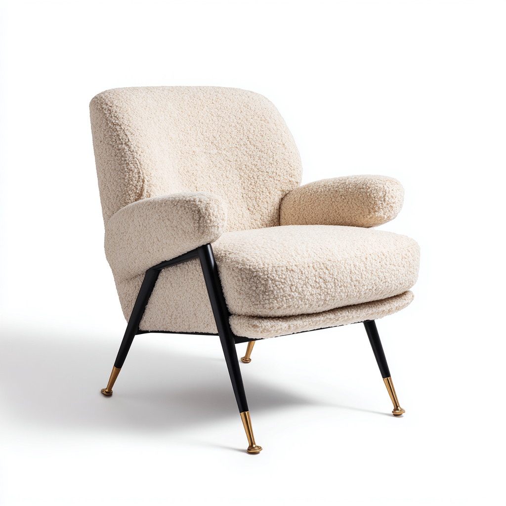 Fauteuil - tissu bouclette - 77x80x88 cm - beige - design moderne pour salon-Snugure