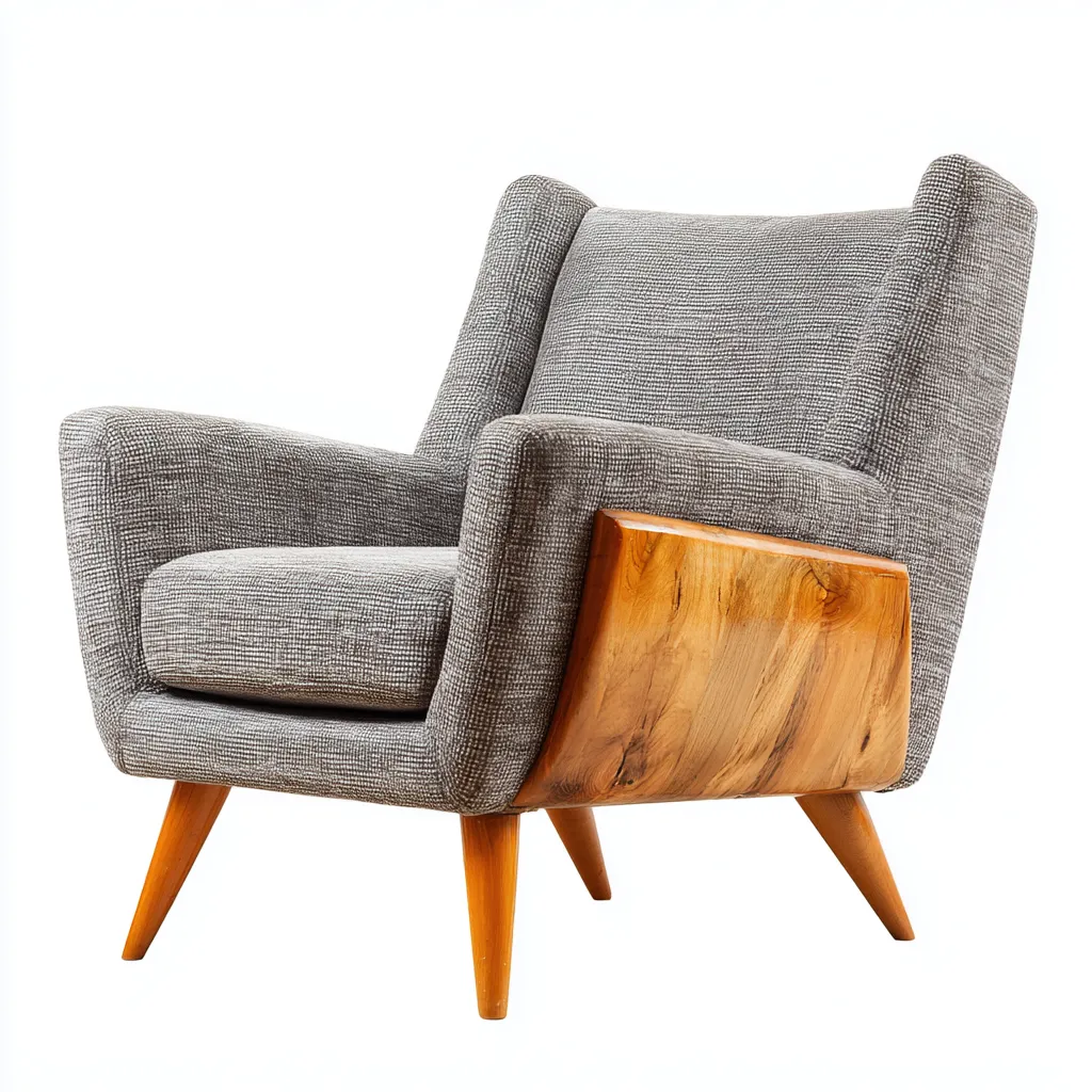 Fauteuil - tissu-bois - 84x86x92 cm - gris - design scandinave pour salon-Snugure