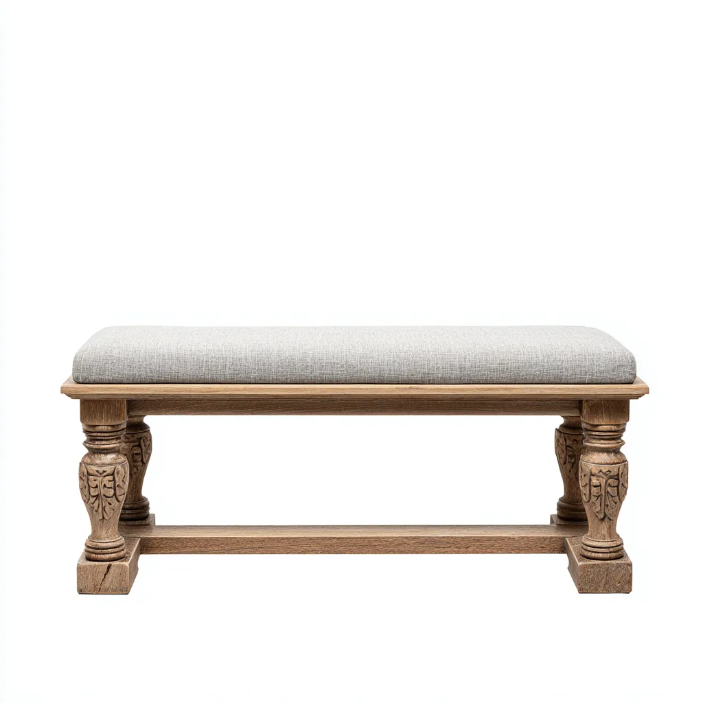 Banc de lit - tissu - 105x40x45 cm - gris-bois - style classique rustique-Snugure