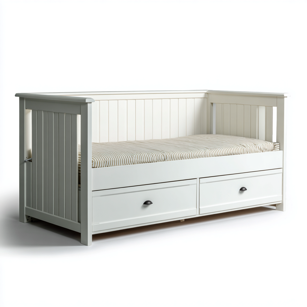 Canapé lit - bois - 205x98x92 cm - blanc - style intemporel-Snugure