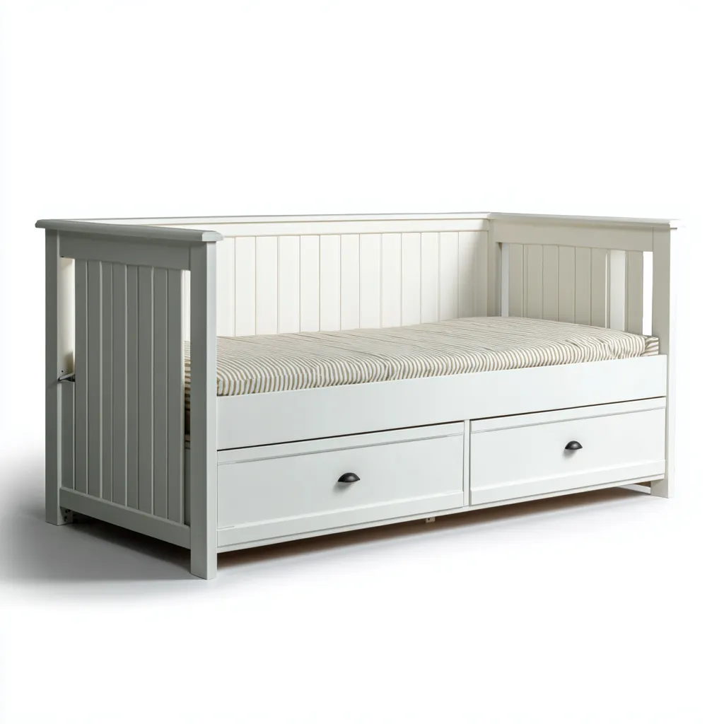 Canapé lit - bois - 205x98x92 cm - blanc - style intemporel-Snugure