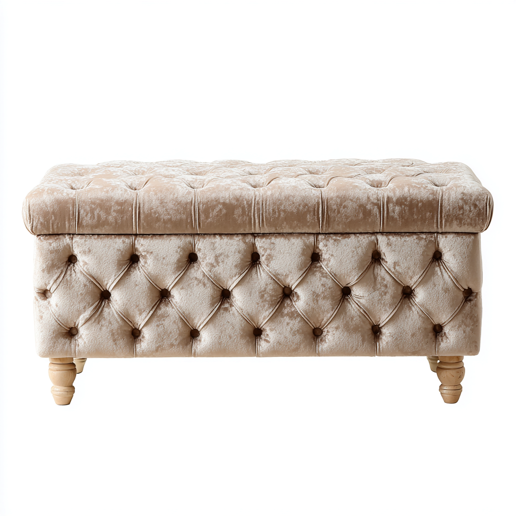Banc de lit - velours - 100x40x45 cm - beige - style classique-Snugure